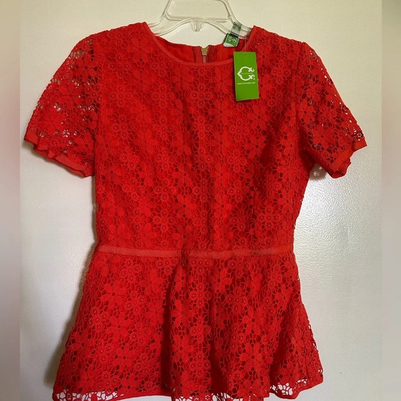 Tops - NWT Orange C-Wonder Lace Short Sleeve Blouse